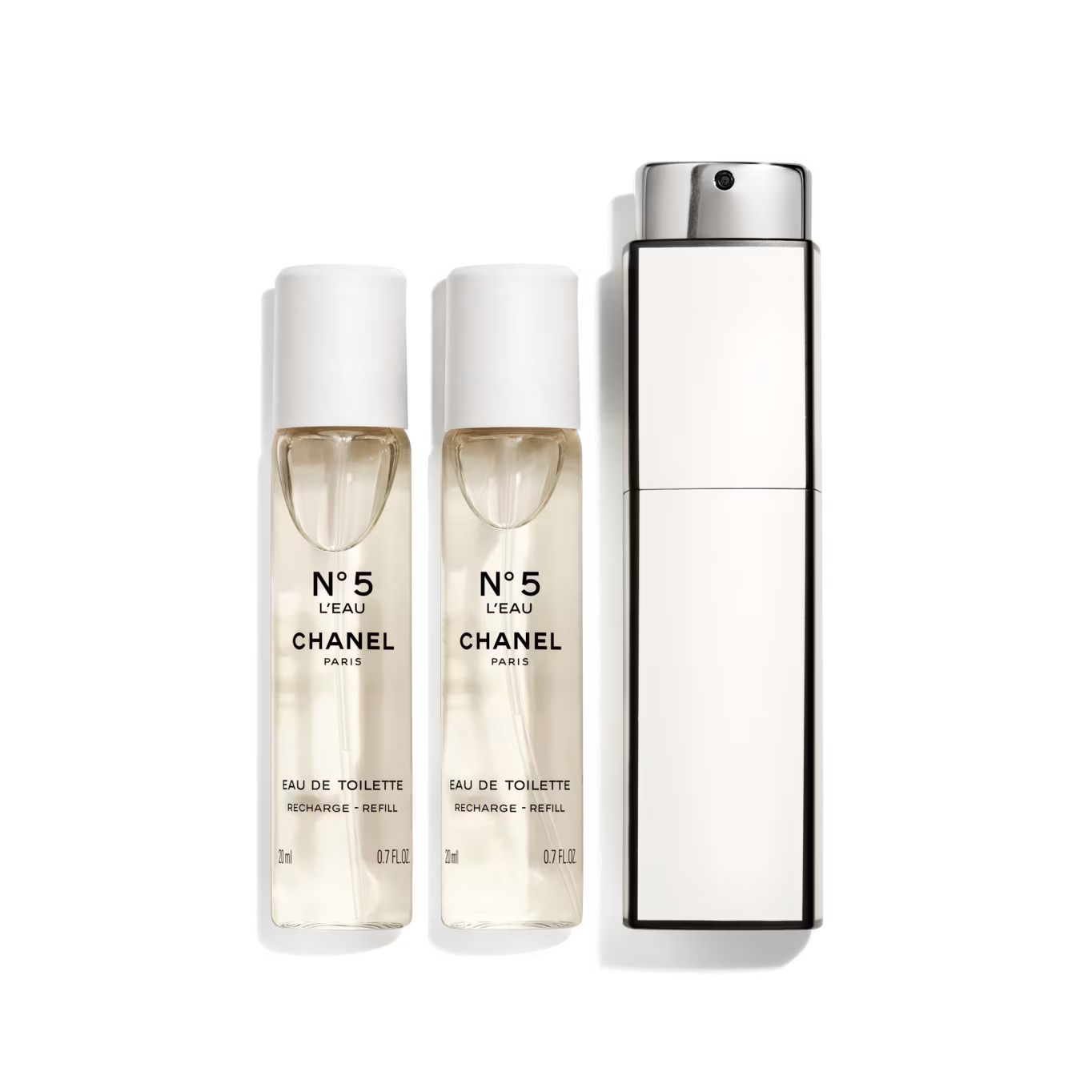 Chanel N°5 L'Eau Eau de Toilette Twist and Spray (3 x 20 mL / 3 x 0.7 fl oz).